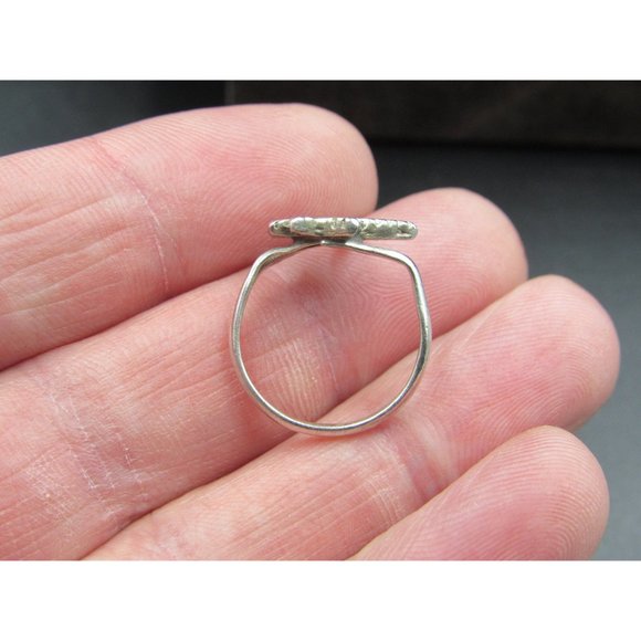 Size 4.25 Sterling Silver Turquoise Chip Inlay Leaf Band Ring Vintage Statement - Picture 4 of 8